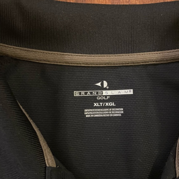 Grand Slam Golf Polo Athletic Performance XL Tall Black Taupe Tan - Picture 2 of 5
